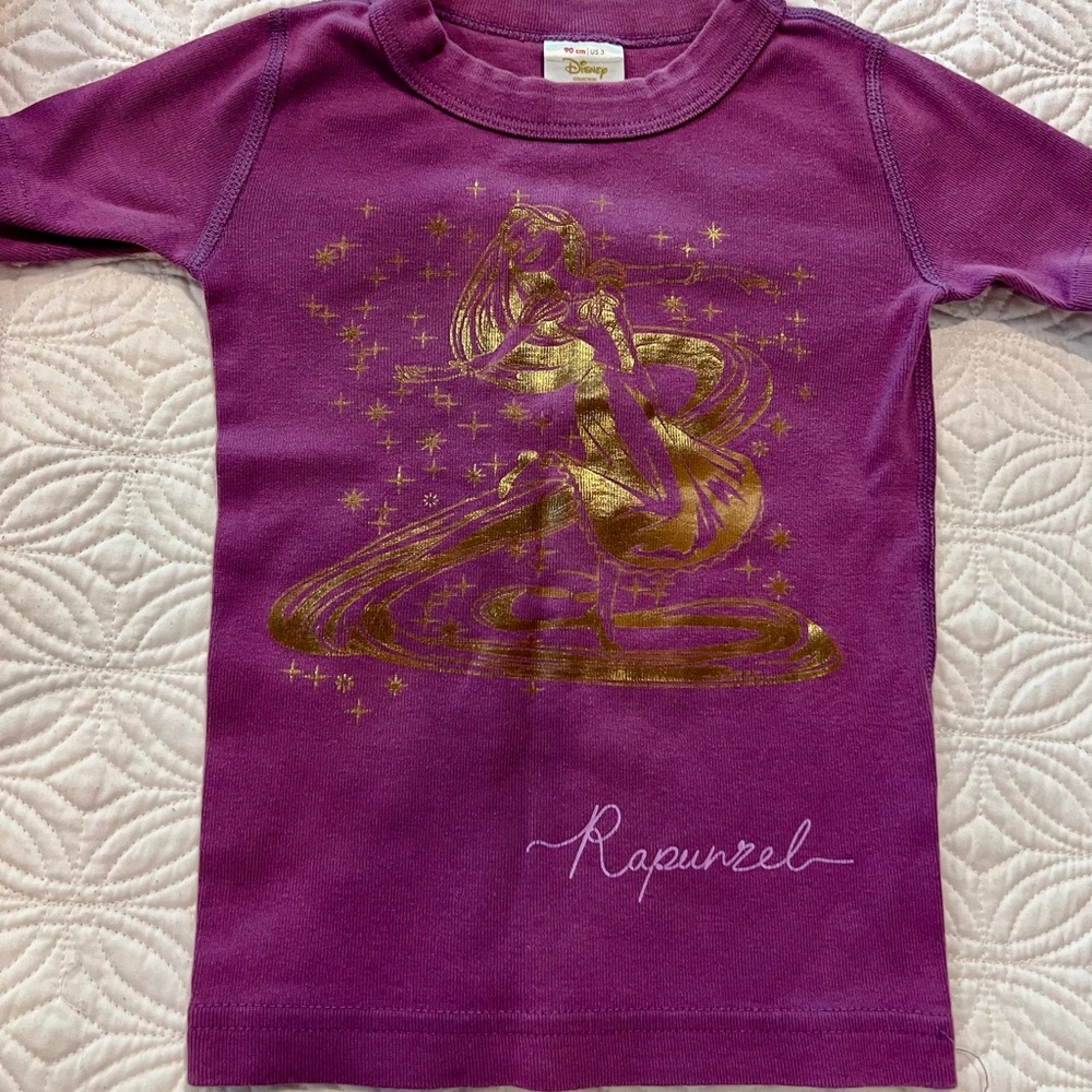 Hanna Andersson Purple Pajama Set with Gold Rapunzel Design